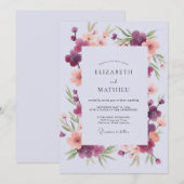 Pruim Koraal Wilde Bloemen Bruiloft Kaart (Voorkant / Achterkant)