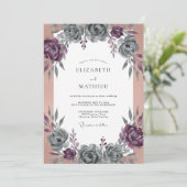 Pruim Leisteen Ranunculus Eucalyptus Bruiloft Kaart (Staand voorkant)