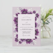 Pruim Lush Anemone Winter Huwelijk Kaart (Staand voorkant)