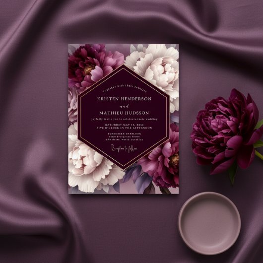 Pruim Lush Bloom Bruiloft Kaart