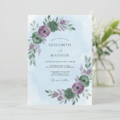 Pruim Maagdenpalm Loof Eucalyptus Bruiloft Kaart (Staand voorkant)