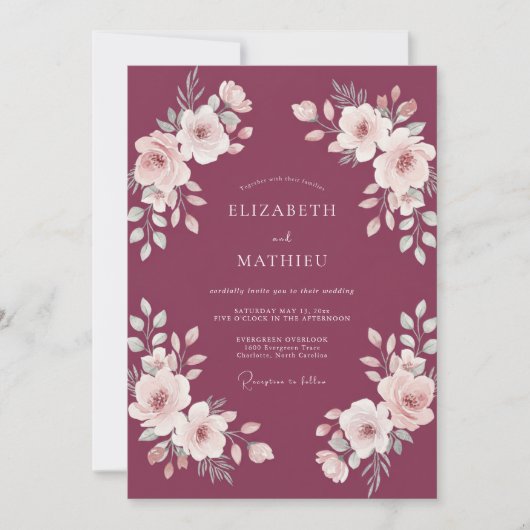 Pruim Magnolia Bruiloft Kaart (Voorkant)