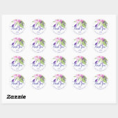 Pruim marine roze zomer bloemenbruiloft dank u ronde sticker (Vel)