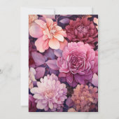 Pruim, Mauve, en Roos Gouden Bloemenbruiloft Kaart (Achterkant)