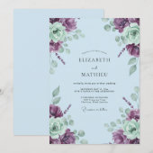 Pruim Mint Ranunculus Zachte Eucalyptus Bruiloft Kaart (Voorkant / Achterkant)