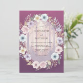 Pruim Mistige Bos Bruiloft Kaart (Staand voorkant)