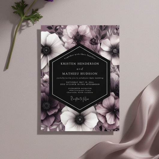Pruim Moody Bloom Romantische Bruiloft Kaart
