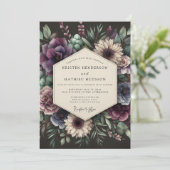 Pruim Moody Botanische Bruiloft Kaart (Staand voorkant)