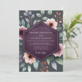 Pruim Moody Botanische Herfst Bruiloft Kaart (Staand voorkant)