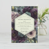 Pruim Moody Botanische Romantische Bruiloft Kaart (Staand voorkant)