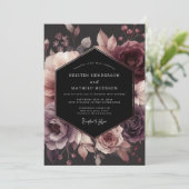 Pruim Moody Florale Bloei Bruiloft Kaart (Staand voorkant)