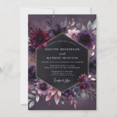 Pruim Moody Florale Nocturne Bruiloft Kaart (Voorkant)
