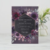 Pruim Moody Florale Nocturne Bruiloft Kaart (Staand voorkant)