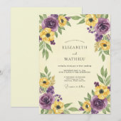 Pruim Mosterd Wilde Bloemen Bruiloft Kaart (Voorkant / Achterkant)