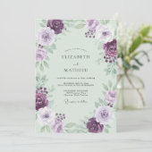 Pruim Munt Loof Dusty Eucalyptus Bruiloft Kaart (Staand voorkant)