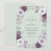 Pruim Munt Loof Dusty Eucalyptus Bruiloft Kaart (Voorkant / Achterkant)