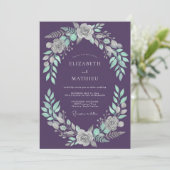 Pruim Munt Loof Zachte Eucalyptus Bruiloft Kaart (Staand voorkant)