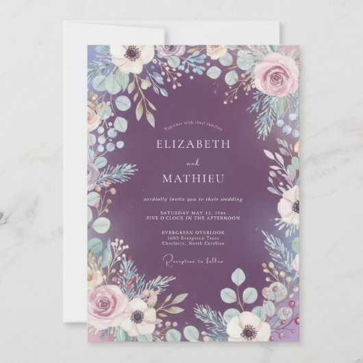 Pruim Mystic Botanische Flora Bruiloft Kaart (Voorkant)