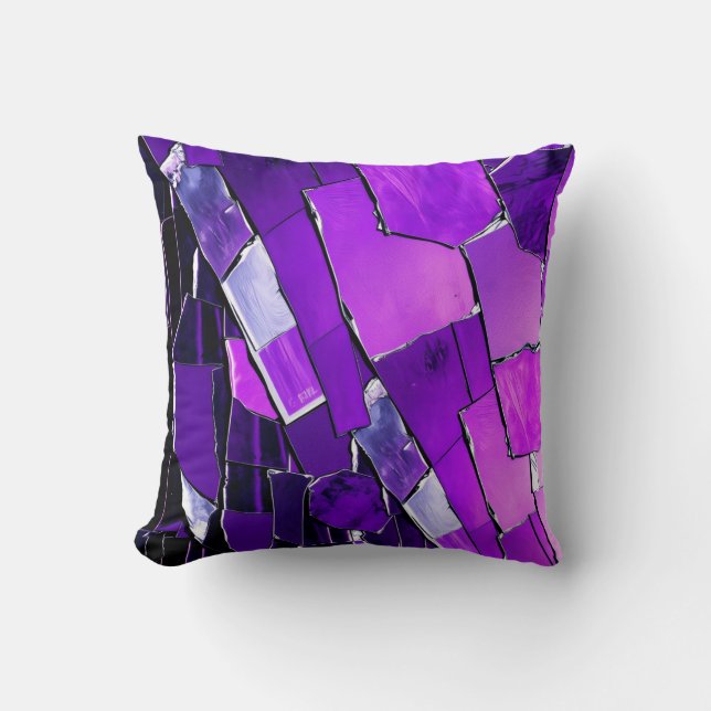 Pruim Noir Glitch Glam Metallic Textuur Kussen (Voorkant)
