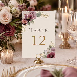 Pruim & Olijf Botanisch Trouwtafel Nummer Kaart