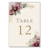 Pruim & Olijf Botanisch Trouwtafel Nummer Kaart (Voorkant)