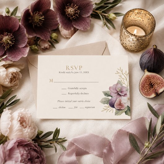 Pruim & Olijf Botanische Trouw RSVP Kaart