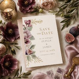Pruim & Olijf Botanische Trouw Save the Date Kaart