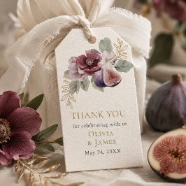 Pruim & Olijf Botanische Trouwgunst Tag Cadeaulabel