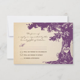 pruim oude boom vintage bruiloft rsvp ontwerp kaartje