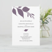 Pruim Paars Blad Trouw Uitnodiging (Staand voorkant)