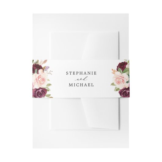 Pruim Paars Blush Roze Botanisch Bloemend Bruiloft Uitnodigingen Wikkel (Voorkant Voorbeeld)