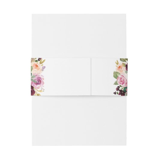 Pruim Paars Blush Roze Botanisch Bloemend Bruiloft Uitnodigingen Wikkel (Achterkant Voorbeeld)