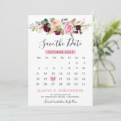 Pruim Paars Blush Roze Botanische Bloemencalender Save The Date (Staand voorkant)