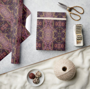 Pruim Paars En Goud Marmer Cadeaupapier