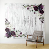 Pruim Paars Goud Aquarel Marmer Foto Bruiloft Wandkleed (In Situ (horizontaal))