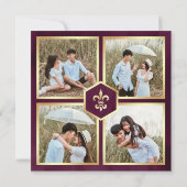Pruim Paars Goud Art Deco Foto Collage Bruiloft Save The Date (Achterkant)