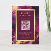 Pruim Paars Goud Vloeibare Inkt QR Code Trouwen (Achterkant)