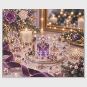 Pruim Paars Kerstschoonheid Cadeaupapier (Vlak)