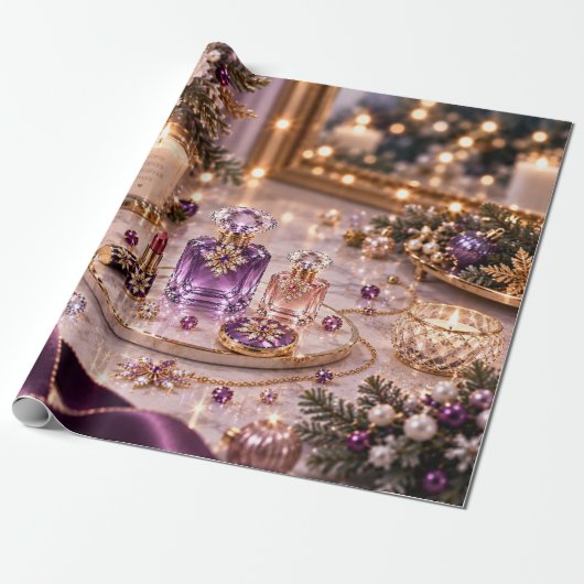 Pruim Paars Kerstschoonheid Cadeaupapier (Uitgerold)