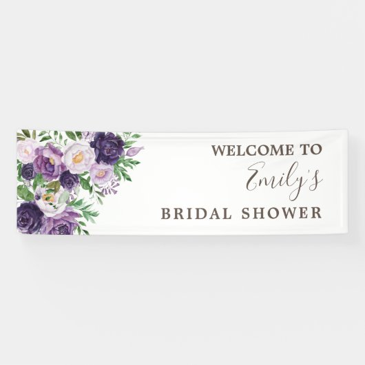 Pruim Paars Lavendel Groene Bruidsdouche Banner (Horizontaal)