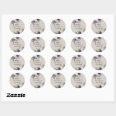 Pruim Paars Lavendel Groene Gray Bruiloft Ronde Sticker (Vel)