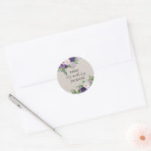 Pruim Paars Lavendel Groene Gray Bruiloft Ronde Sticker (Envelop)