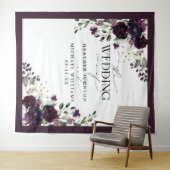 Pruim Paars Mauve Bloem Waterverf Trouwfoto Wandkleed (In Situ (horizontaal))