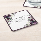 Pruim Paars Mauve Bloemrijke Waterverf Script Brui Kartonnen Onderzetters (Schuin)
