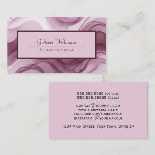 Pruim Paars & Mauve Golvende Watercolor Lijnen Visitekaartje