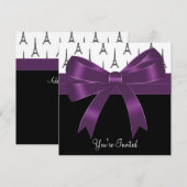 Pruim Paars Parijs Eiffeltoren Feestje Kaart (Voorkant / Achterkant)