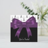 Pruim Paars Parijs Eiffeltoren Feestje Kaart (Staand voorkant)