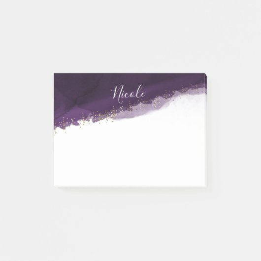 Pruim Paars Waterverf Goud Modern Chic Elegant Post-it® Notes (Voorkant)