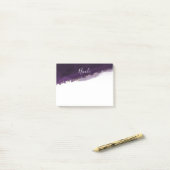 Pruim Paars Waterverf Goud Modern Chic Elegant Post-it® Notes (Op bureau)