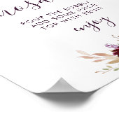 Pruim paarse bloemen bruidsdouche mimosa bar bord poster (Hoek)